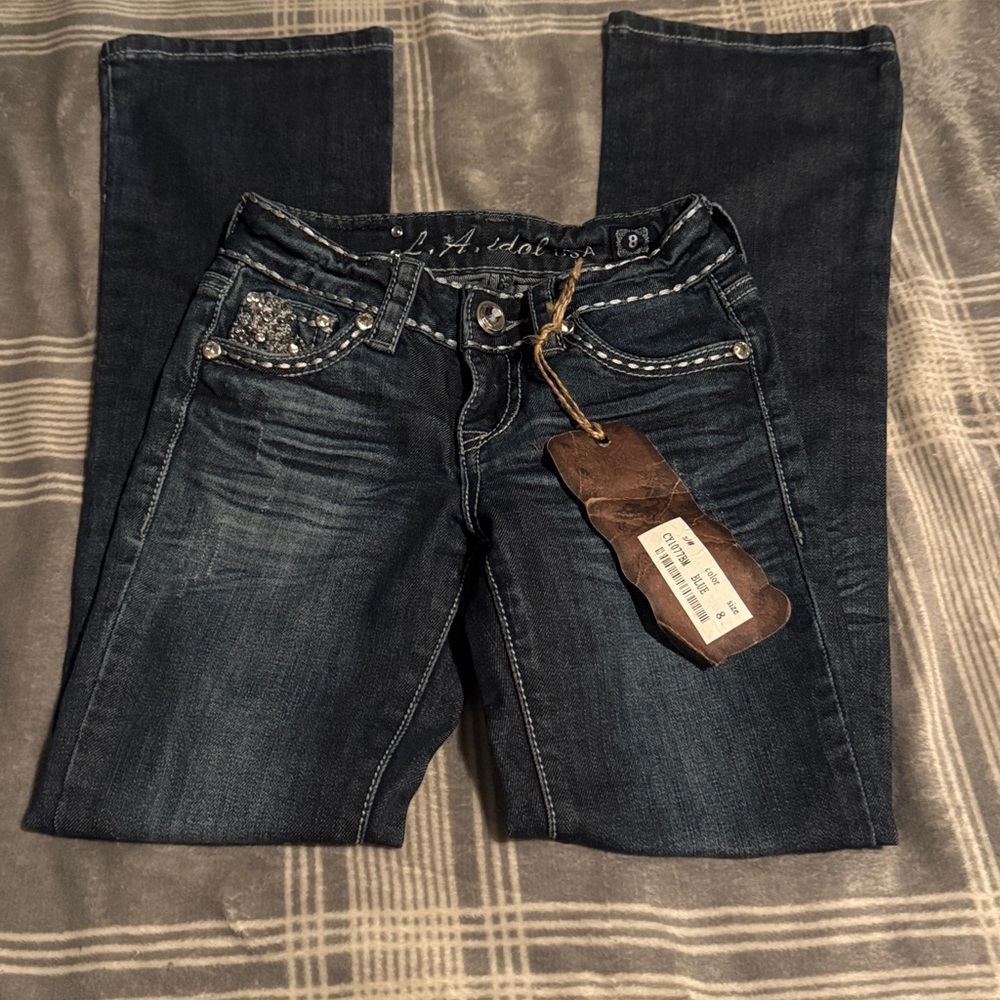 La Idol Embellished Dark Wash Jeans